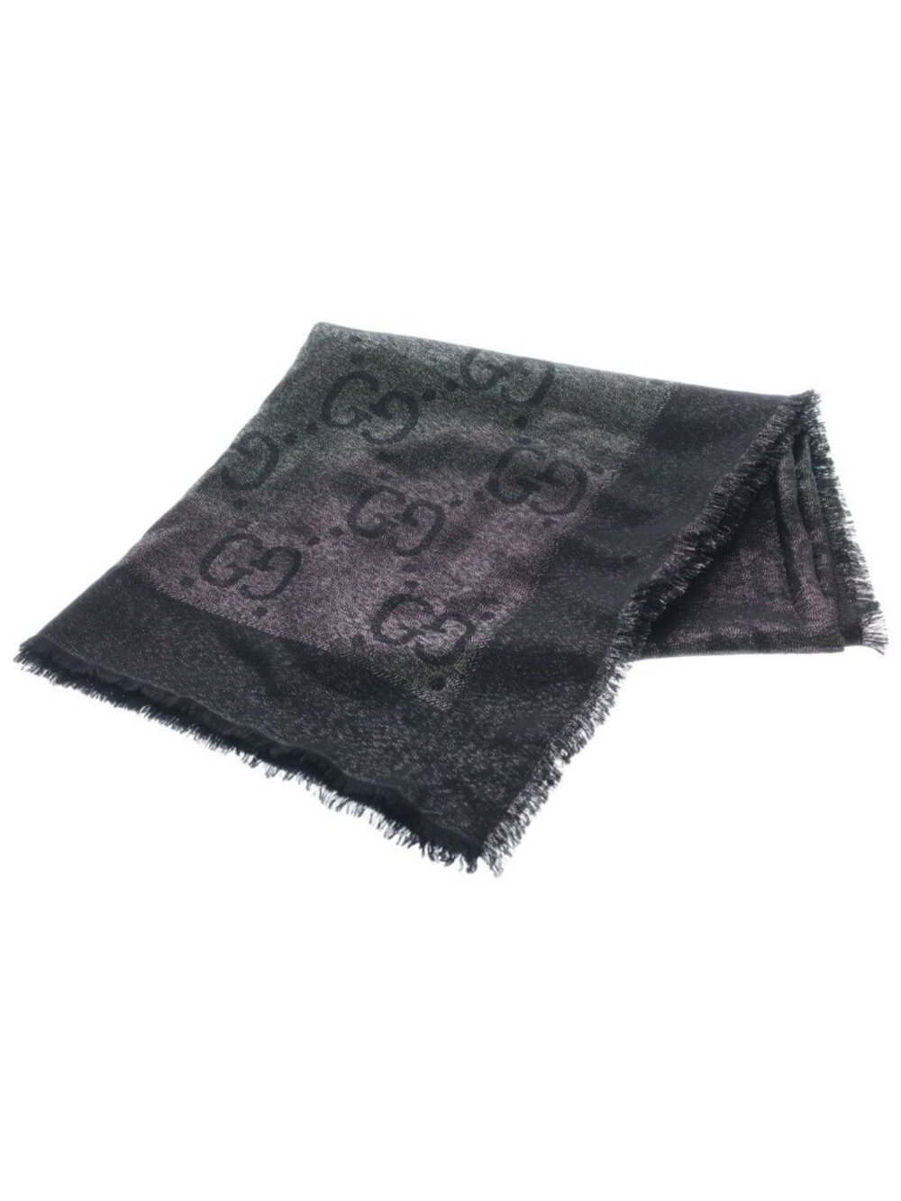 Gucci GG Lame Jacquard Shawl Monogram Scarf Black - Picture 1 of 6